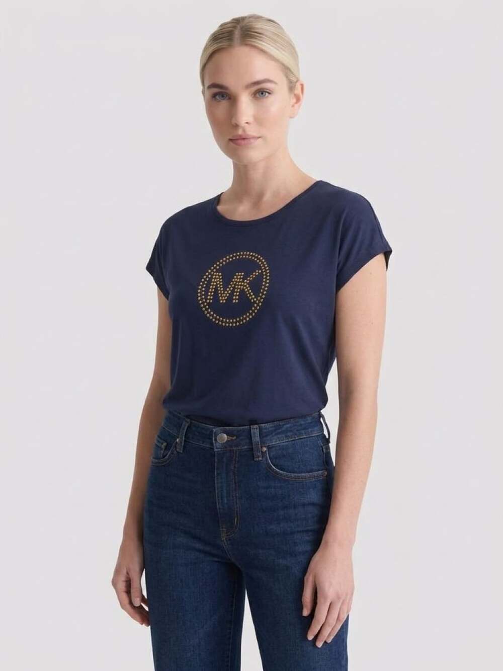 Michael Kors Studded Logo T-Shirt Size M New Navy
